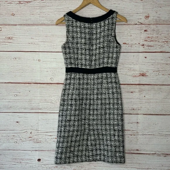 Milly of New York Boucle Tweed Sleeveless Sheath Dress Black/White Sz 0 - Picture 8 of 14
